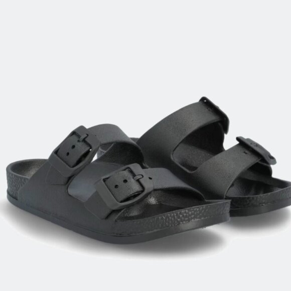 Boys Strauss + Ramm Two Strap Slides Black Size 3Y NWOT - Picture 1 of 6